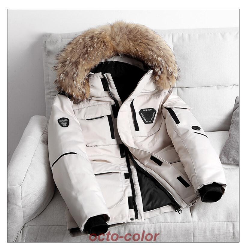 ダウンジャケット メンズ ファー付き フード取り外し可能 おしゃれ