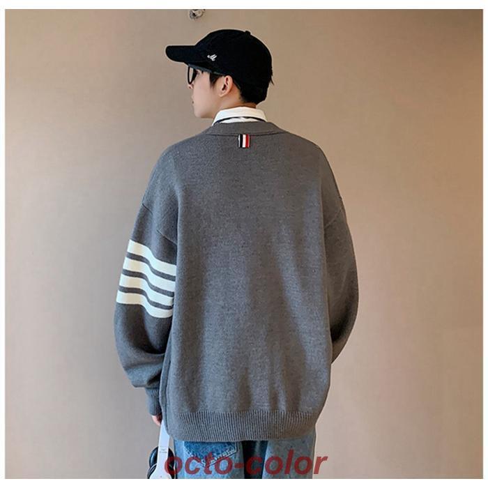 カーディガン メンズ ニット 羽織り ワッフル 無地 スウェット
