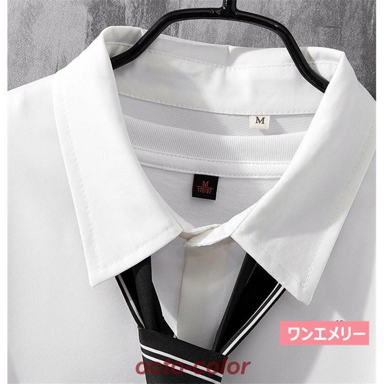 長袖シャツ メンズ レディース カジュアルシャツ ネクタイ付き