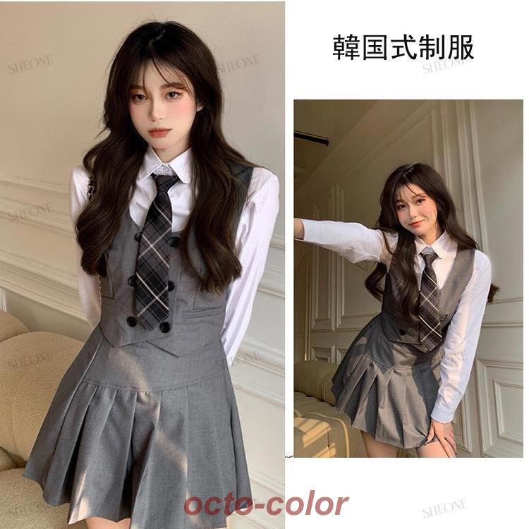 韓国 制服 ベスト 4点セット なんちゃって制服 セット 卒業式 スーツ 女の子 レディース 女子高生 中学生 高校生 入学式 発表会 卒業式 フォーマルスーツ 体型カ｜octo-color｜04