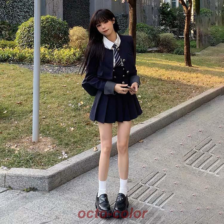 韓国 制服 ブレザー なんちゃって制服 セット ジャケット 白シャツ