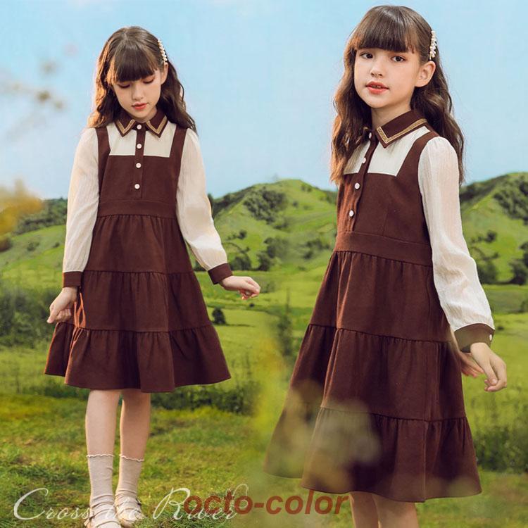 入学式 ワンピース 女の子 フォーマル 卒業式 ブラウン レイヤー