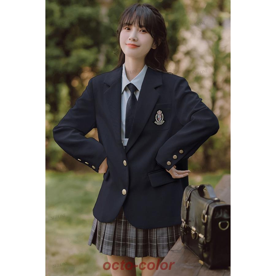 卒業式 スーツ 女子高生 韓国 制服 ブレザー JK レディース 中学生 高校生 入学式 フォーマル 4点セット 学園風 卒服 なんちゃって制服 成人式 子供スーツ ベー｜octo-color｜03