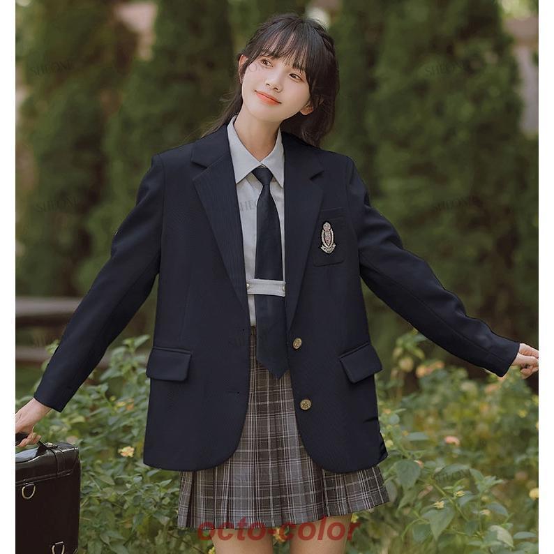 卒業式 スーツ 女子高生 韓国 制服 ブレザー JK レディース 中学生 高校生 入学式 フォーマル 4点セット 学園風 卒服 なんちゃって制服 成人式 子供スーツ ベー｜octo-color｜05