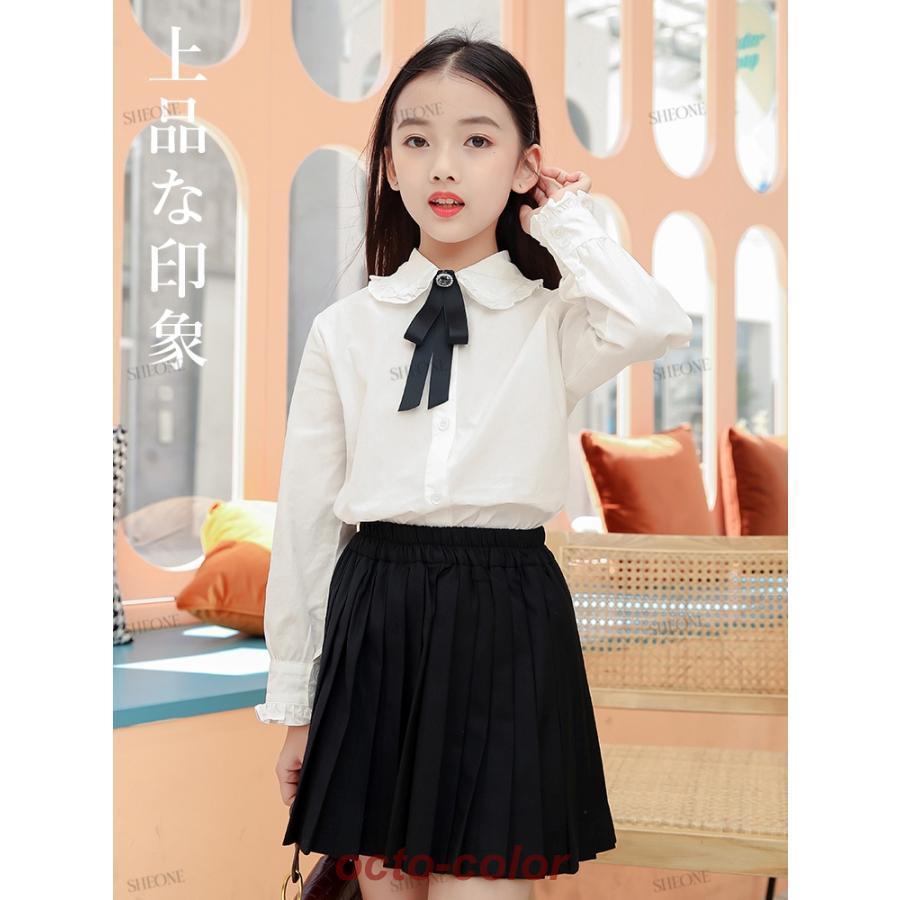 ピアノ発表会 スーツ 女の子 ブラウス 白 シャツ 入学式 スカート 黒
