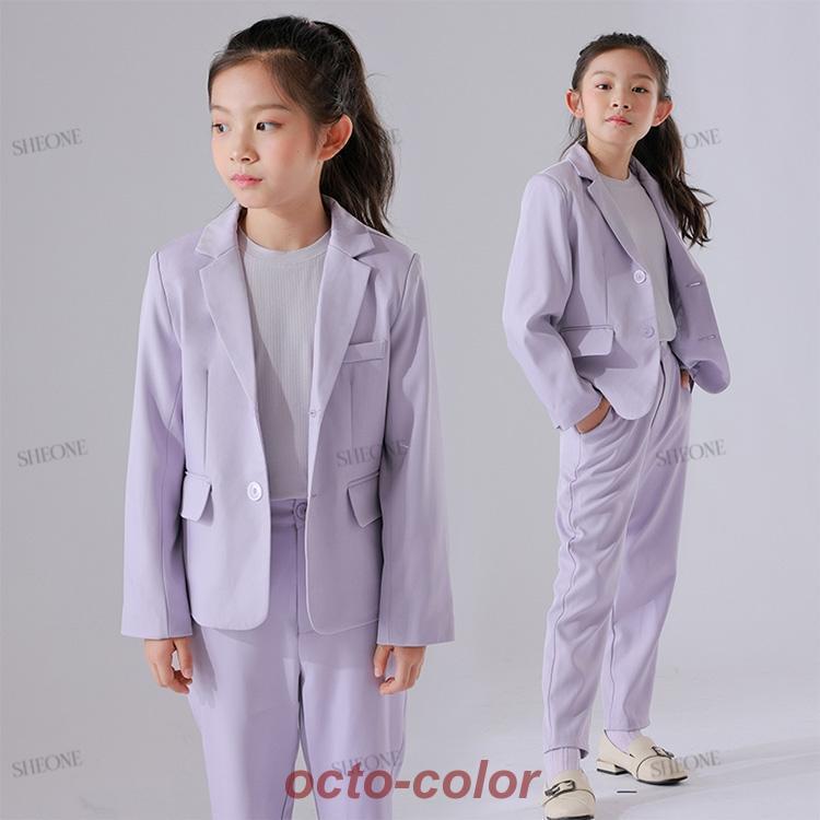 ピアノ発表会 パンツスーツ 女の子 紫 卒服 パンツ 中学生 小学生 卒業