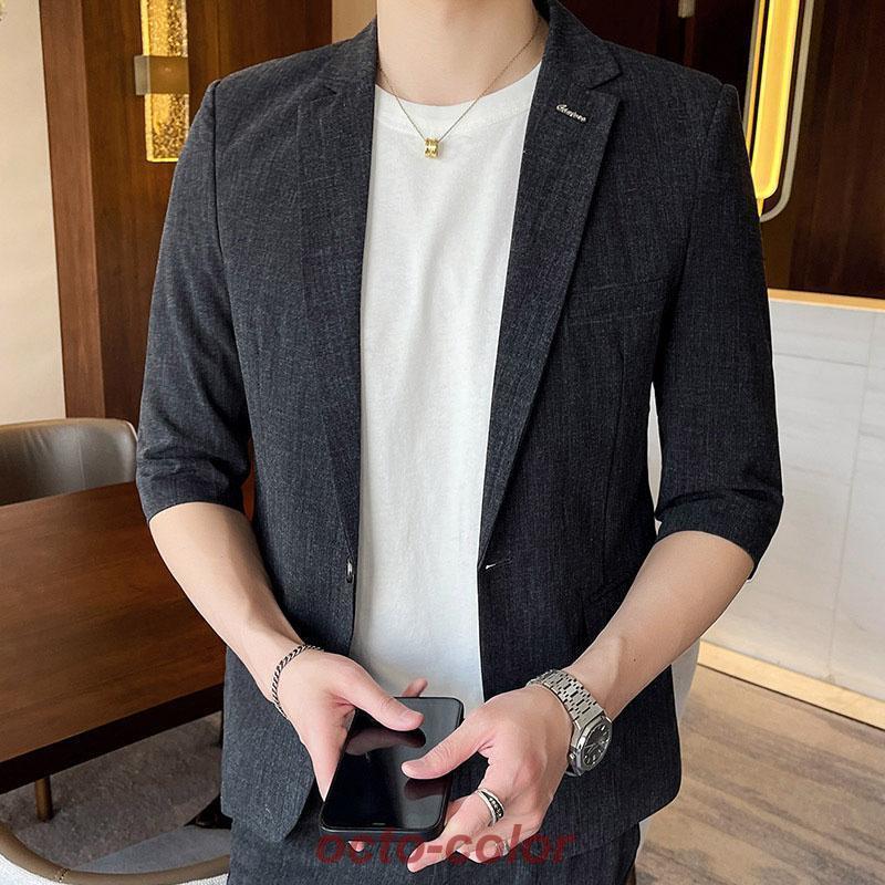 セットアップ メンズ 七分袖 スーツ カジュアルスーツ ストレッチ  