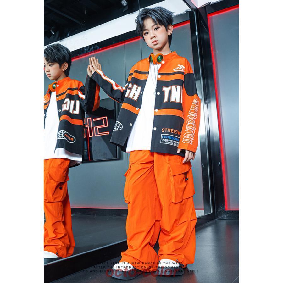 レーシングスーツ オレンジ キッズ ダンス衣装 セットアップ