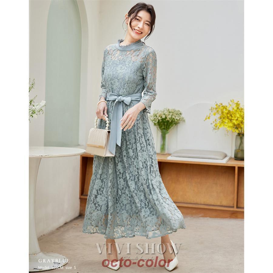 【値下げ交渉可】チャコール　パーティードレス　結婚式、2次会 セール】ミモレ丈&袖ありフォーマルチュールパイピング