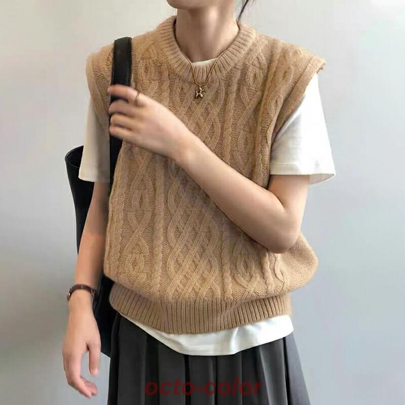 未使用タグ付き✨ モラビトブラン ニットベスト ケーブル編み 上品 近年モデル エミュラル emural ケーブル編みニットベストレディース[品番