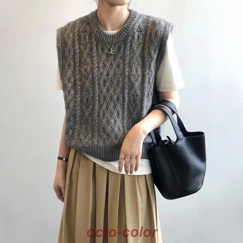 Theory グレー ケーブルニット ノースリーブベスト 楽天市場】ベスト レディース ニットベスト トップス