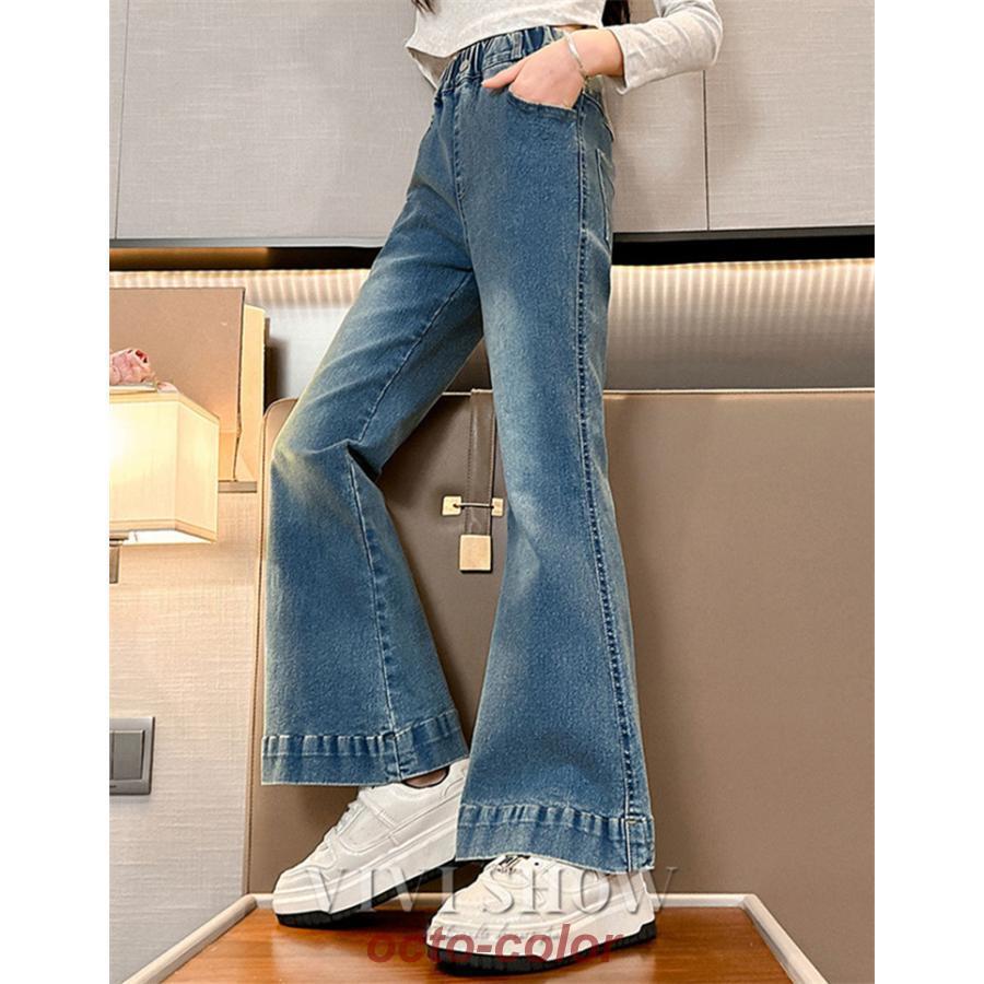 デニムパンツ 女の子 デニムブーツカット パンツ フレアパンツ