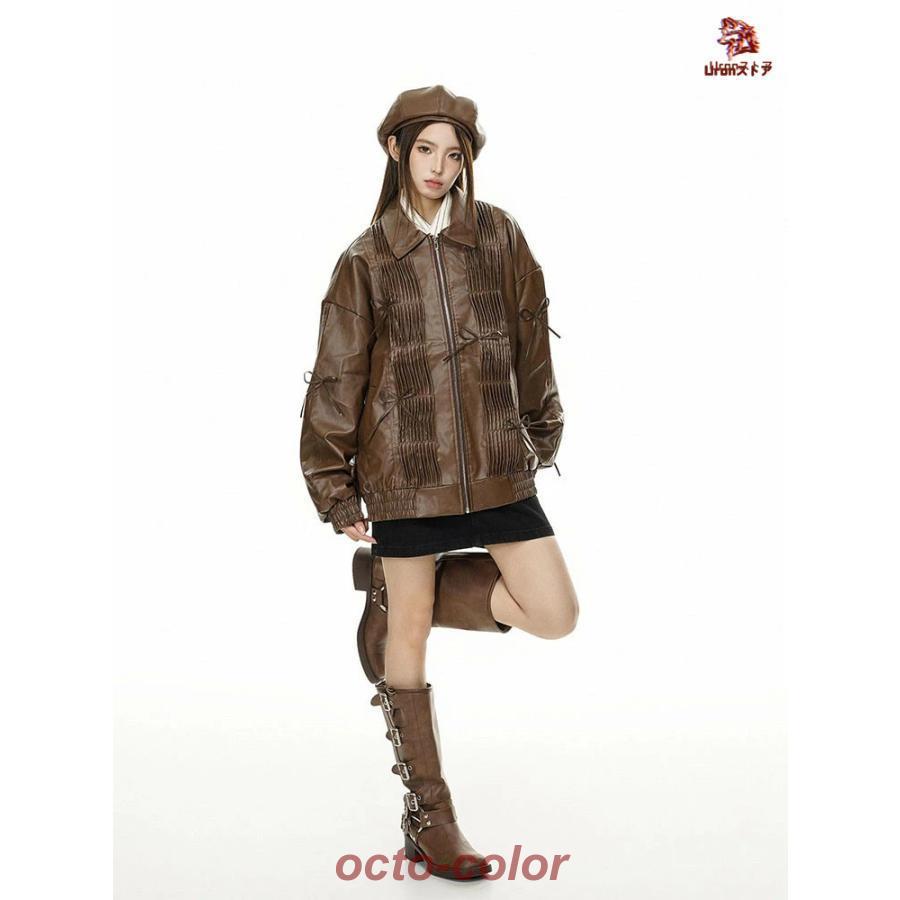 レザージャケット レディース 革ジャン 秋冬 韓国 ゆったり