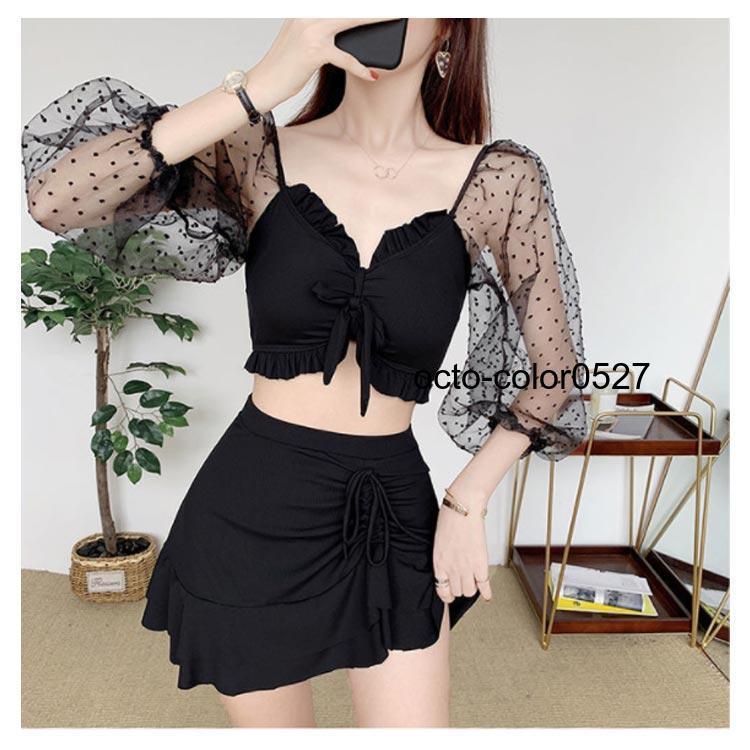 レースビキニ 水着 レディース タンキニ 2点セット 体型カバー