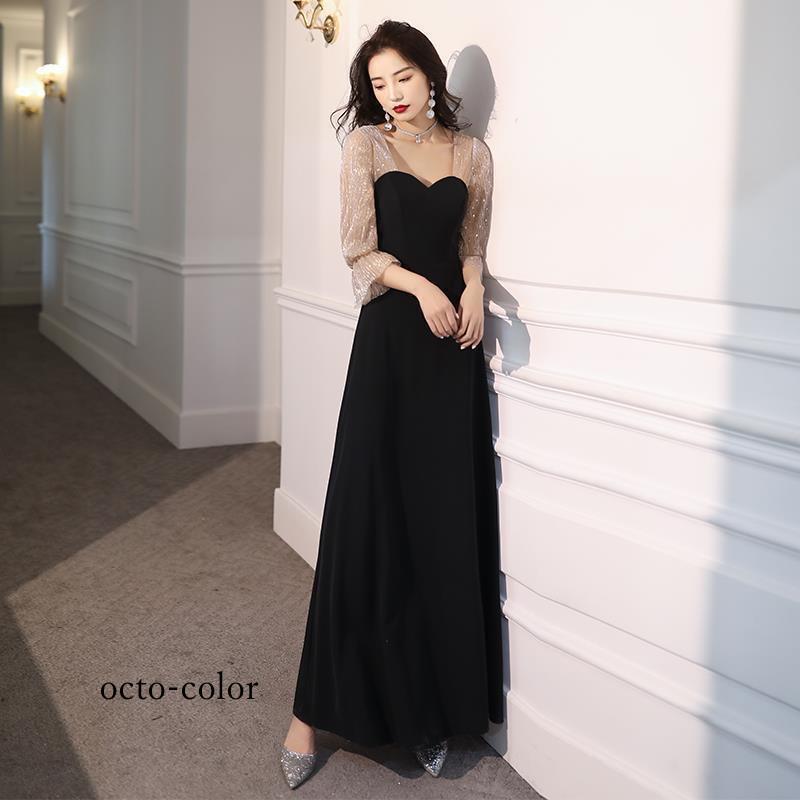 パーティードレス ミモレ丈 袖あり 結婚式 ワンピース 大きいサイズXXL 二次会 謝恩会 演奏会 発表会 大人20代 30代 40代 | ブランド登録なし