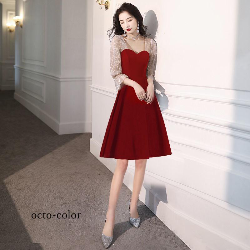 パーティードレス ミモレ丈 袖あり 結婚式 ワンピース 大きいサイズXXL 二次会 謝恩会 演奏会 発表会 大人20代 30代 40代 | ブランド登録なし | 04