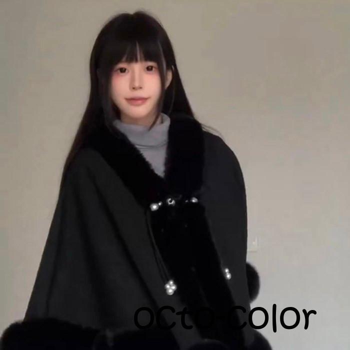 ファーケープ コート レディース アウター 秋冬 ショート丈 フェイク