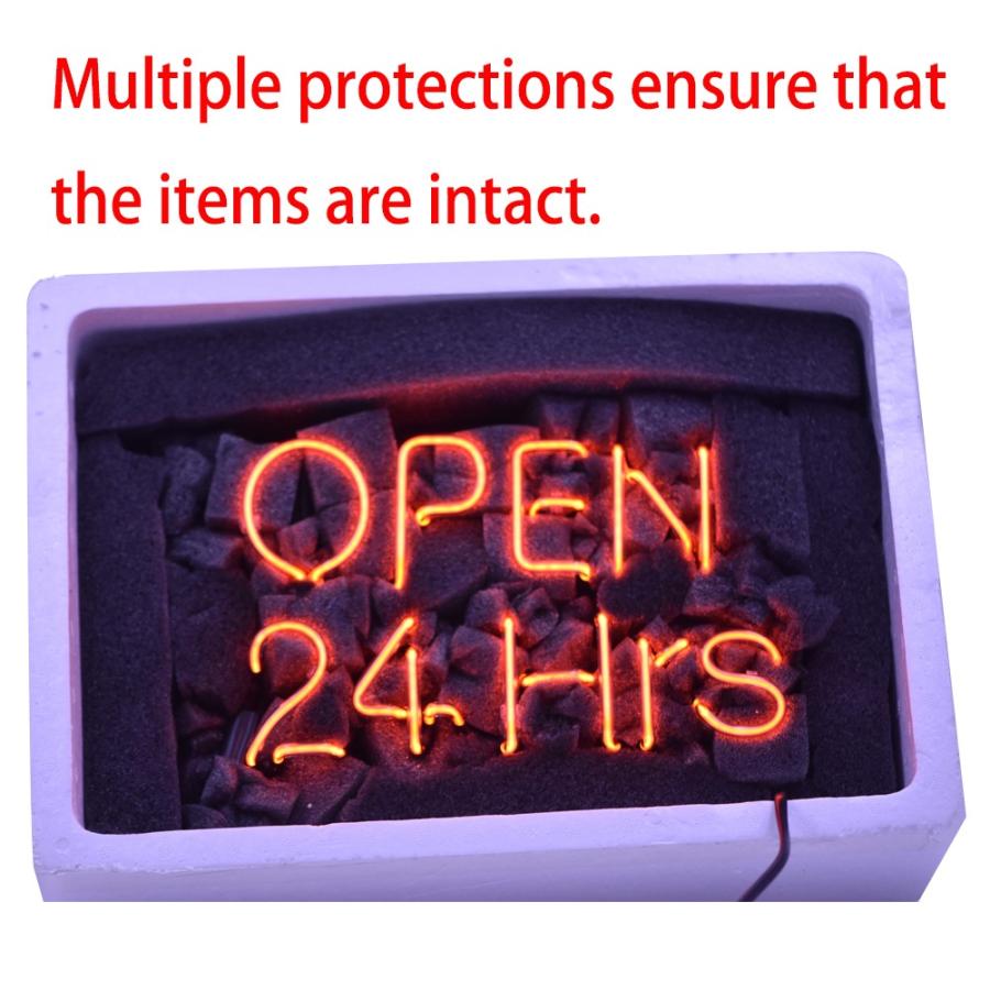 ネオン サインTN009『OPEN 24HRS』NEON SIGNネオン管、ディスプレイ ボード、カフェ、喫茶店、広告用看板、クラブ及び娯楽場所等 インテリア10*7インチ