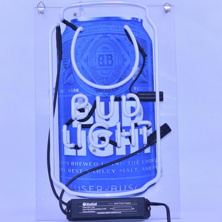 ネオン サイン TN112『bud  light』 缶　NEON SIGNネオン管、ディスプレイ ボード、カフェ、喫茶店、広告用看板、クラブ及び娯楽場所等 インテリア　13*7インチ_3