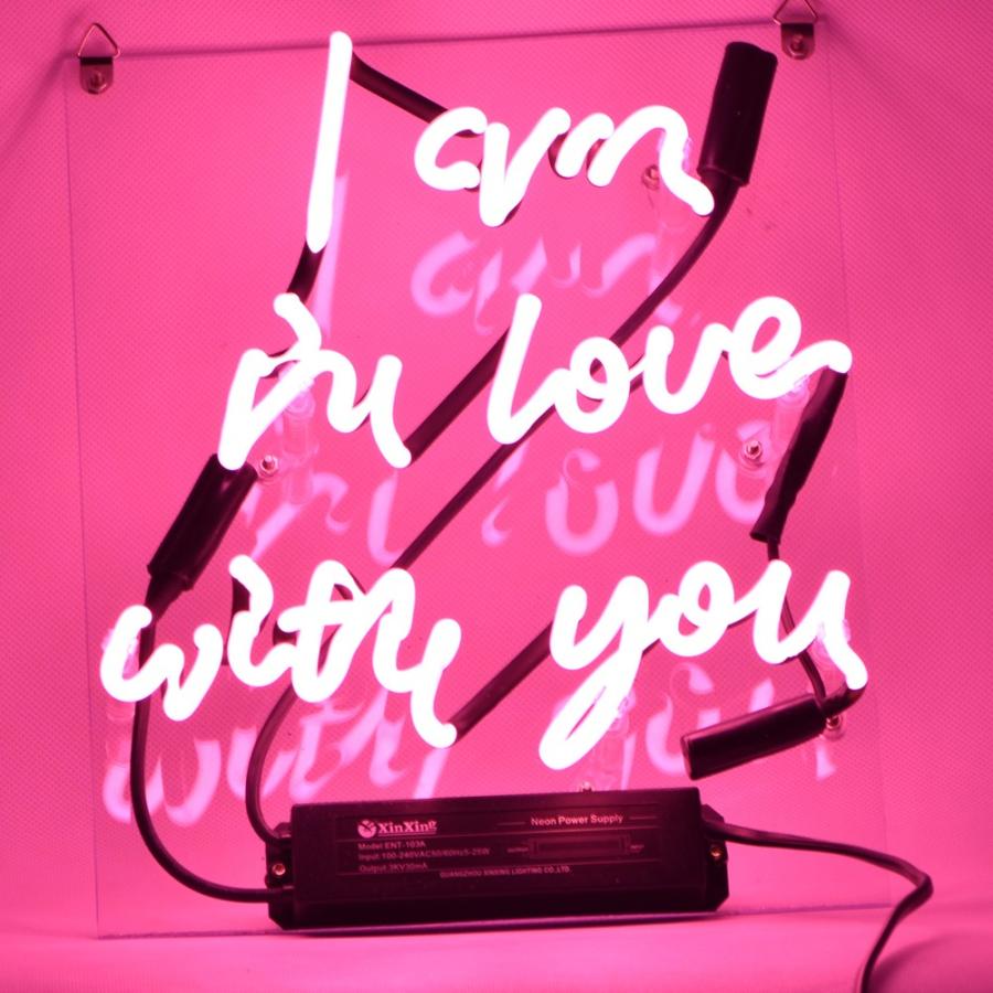 ネオン サイン TN206『I AM IN LOVE WITH YOU』NEON SIGNネオン管、ディスプレイ ボード、カフェ、喫茶店、広告用看板、クラブ インテリア　13*8ンチ