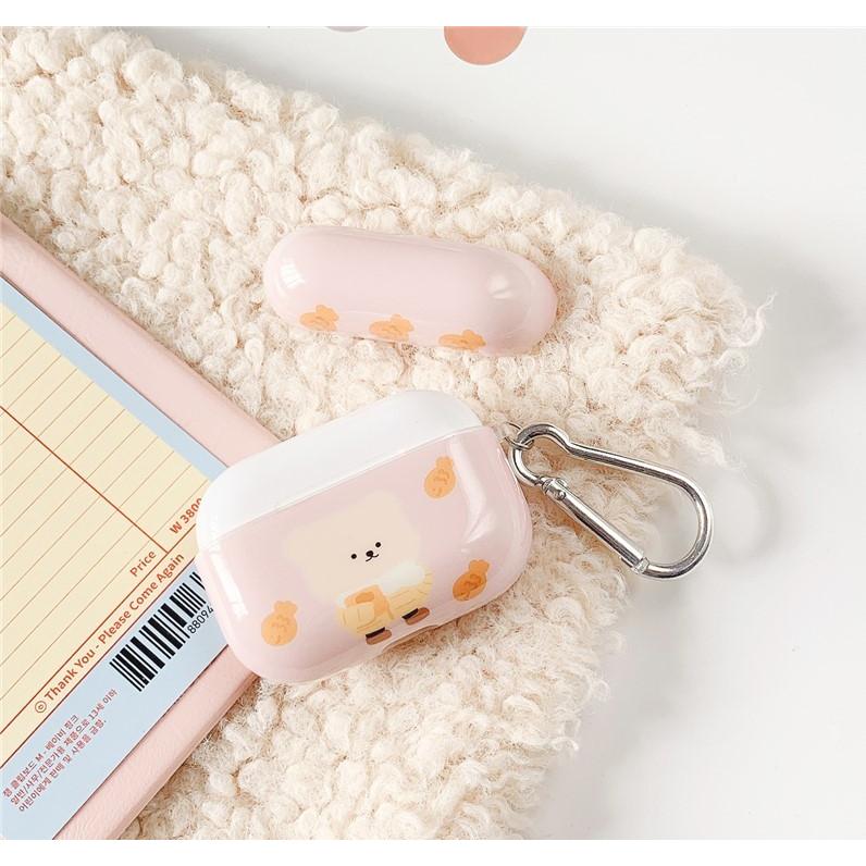 airpods pro ケース イヤーカバー かわいい シリコン キャラクター おしゃれ お洒落 耐衝撃 落下防止 カラビナ付き クマちゃん｜octshop｜07