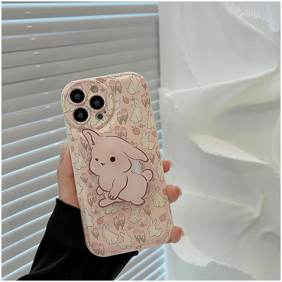 iphone12ケース ストラップ&スタンド付き ウサギ0 iPhone14 13 SE3 ケース ウサギ スタンド付き スマホケース iPhone12