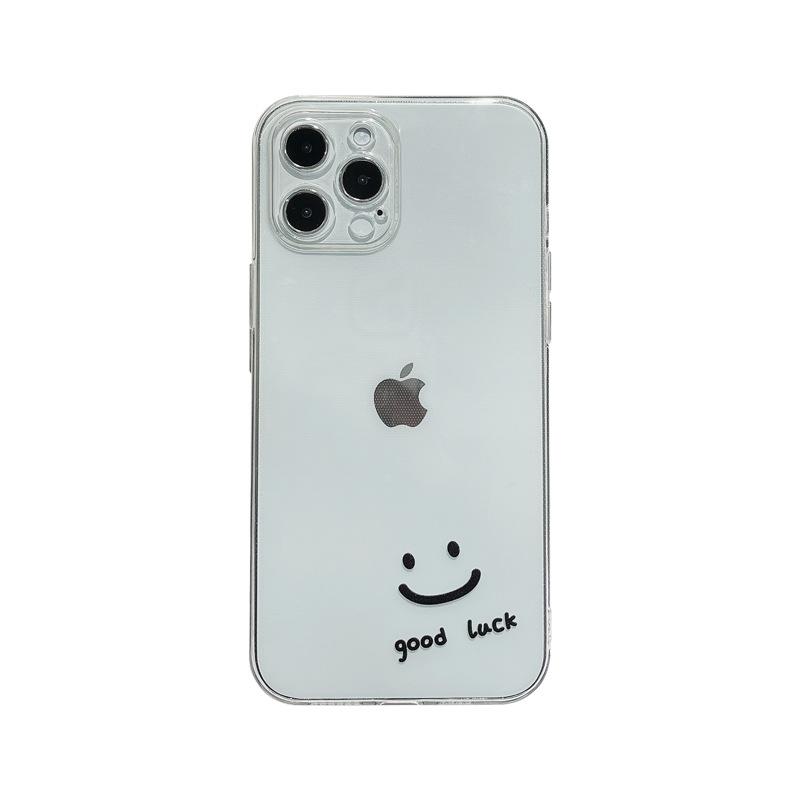iPhone14 13 SE3 ケース クリア 黒白 スマイル スマホケース iPhone12 
