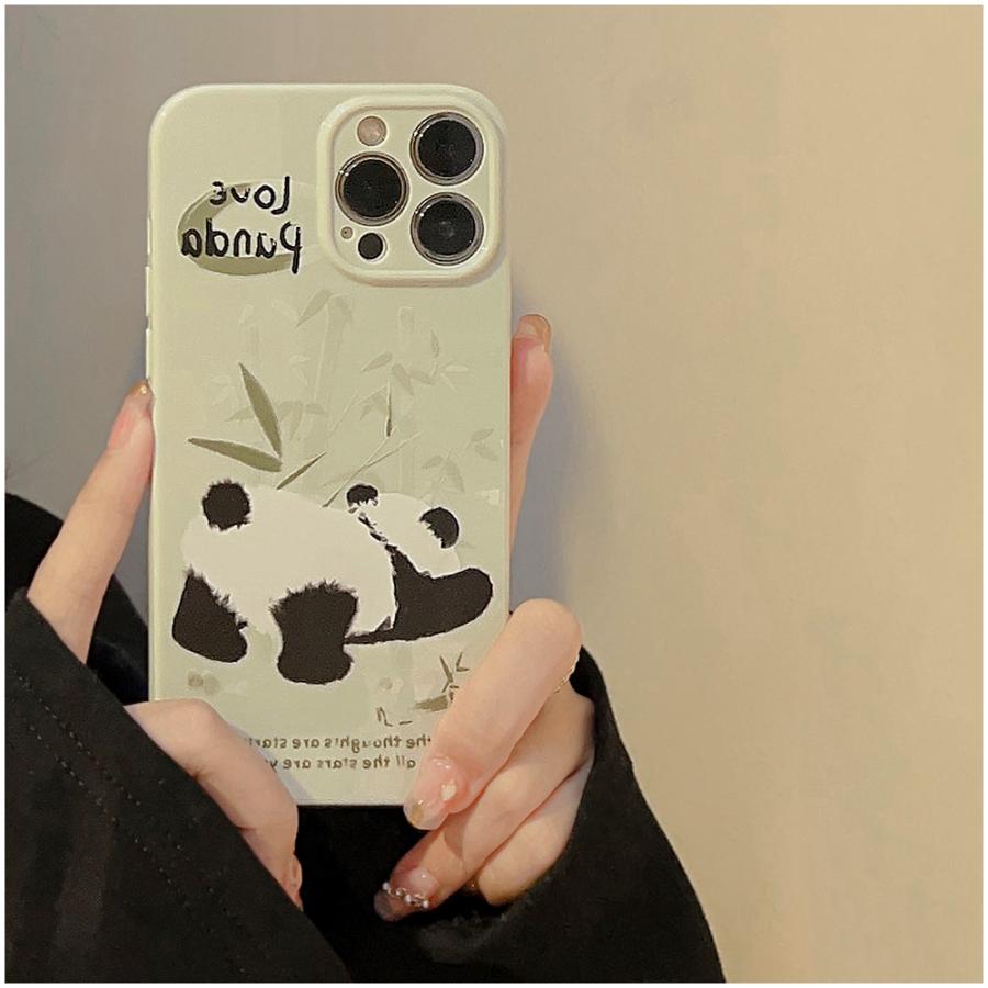 iPhone11 13 SE ケース パンダ 緑 可愛い スマホケース iPhone12