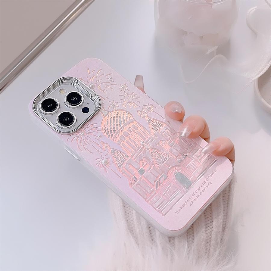 iPhone15 ケース iPhone 人気 おしゃれ 耐衝撃 城 ピンク プリンセス
