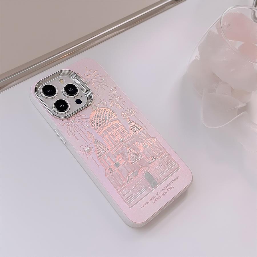 iPhone15 ケース iPhone 人気 おしゃれ 耐衝撃 城 ピンク プリンセス