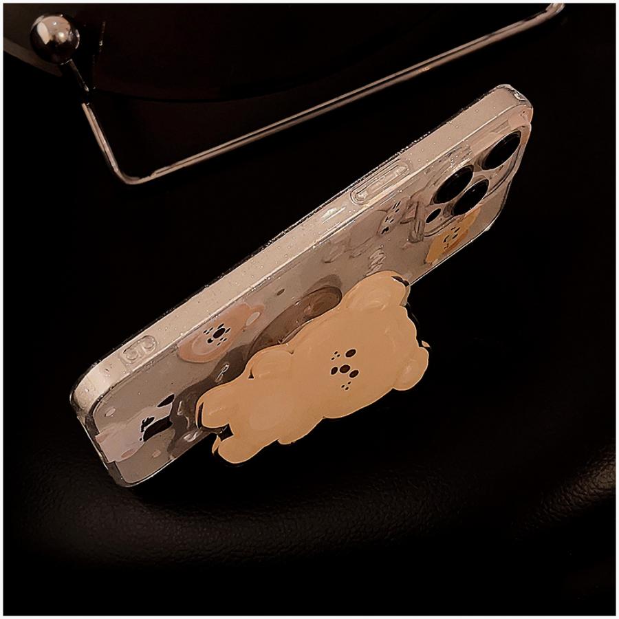 iPhone16 ケース 立体くまデザイン グリッター入り iPhoneケース