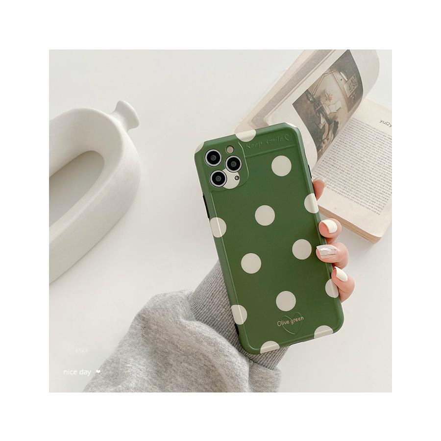 iPhoneケース 水玉 グリーン おしゃれ スマホケース iPhone11