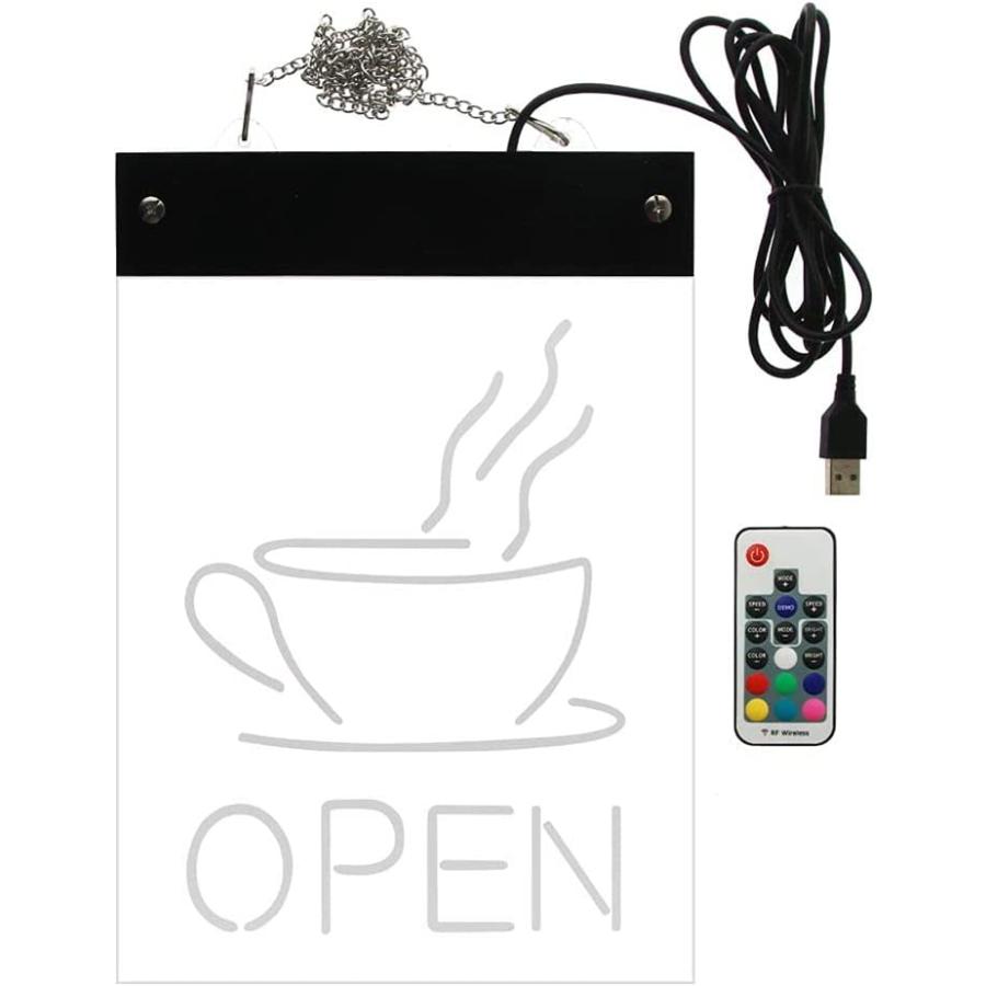 ネオンプレート サイン LED看板 OPEN 標識 coffee 店舗 広告用 電飾