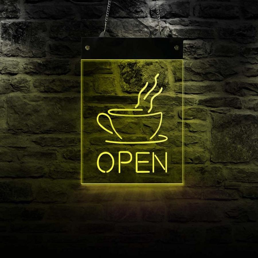 ネオンサイン COFFE OPEN コーヒー ネオン管 カフェ 看板 - 広告