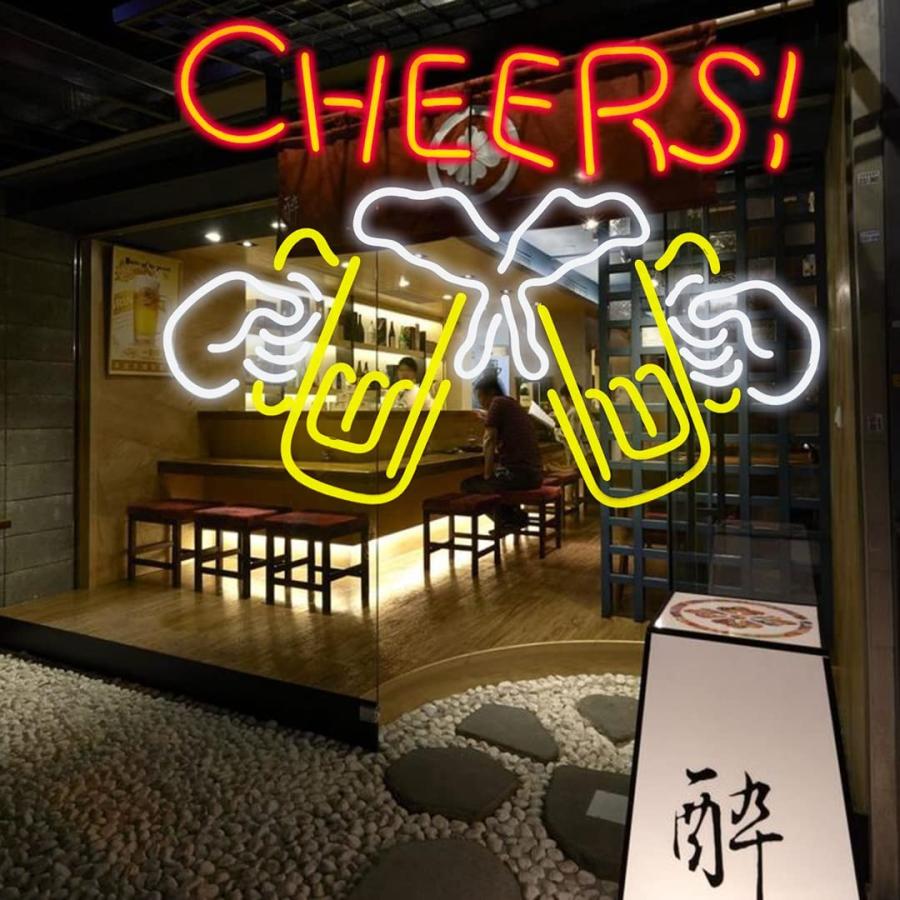 ネオンサイン CHEERS 乾杯 NEON SIGN ギフト、 省エネ、バー、カフェ、喫茶店、広告用看板、クラブ及び娯楽場所等 インテリア 17*14インチ (多色)｜octshop｜06