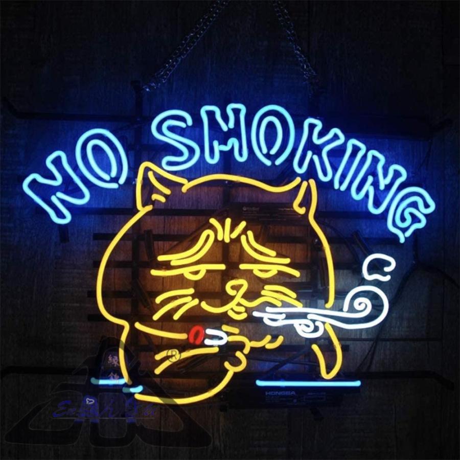 オリジナル　ネオン管 NO SMOKING 猫 キャラクター 看板　オーダー NO SMOKING ネオンサイン ネオンライト ギフト 省エネ バー カフェ