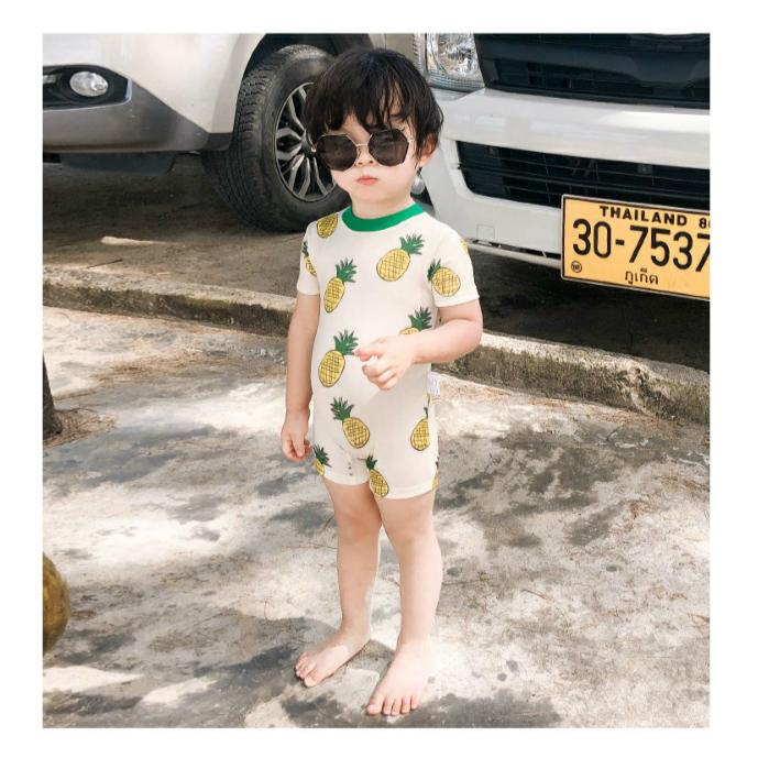 子供 水着 可愛い 男の子 女の子 幼児 キッズ Uvカット 日焼け対策 海水浴 プール キッズ つなぎ オールインワン パイナップル Swc21 Oct ショップ 通販 Yahoo ショッピング
