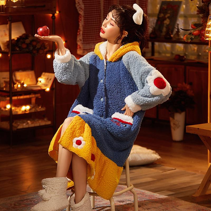 パジャマ レディース ルームウェア 冬 ワンピース 冬 長袖 モコモコ レディース 前開き 厚手 ふわもこ 可愛い オシャレ フード付き Sy33 Oct ショップ 通販 Yahoo ショッピング