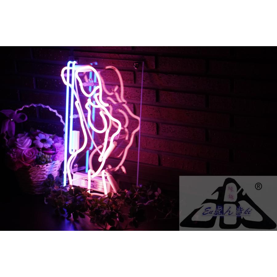 ネオンサイン ポールダンサー ピンク＆ブルー ガラス看板 店舗装飾