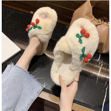 レディース スリッパ もこもこ 可愛い ルームスリッパ ルームシューズ あったか おしゃれ さくらんぼ Tx519 Oct ショップ 通販 Yahoo ショッピング
