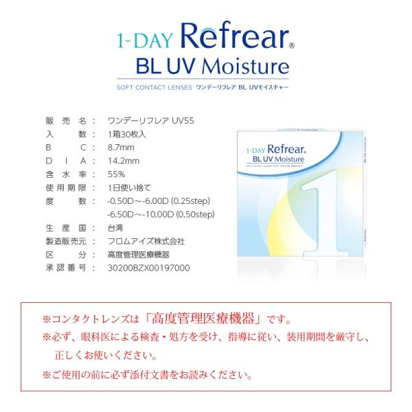 ワンデーリフレア BL UV モイスチャー ブルーライトカット UVカット 高含水 うるおい成分 30枚入り 2箱 1日使い捨て 終日装用 近視用 ポスト投函 |  | 03