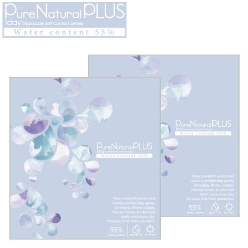 ピュアナチュラル プラス 55% 高含水 Pure Natural PLUS 30枚入 2箱 ワンデー 1day 1日使い捨て コンタクトレンズ ポスト投函 | 