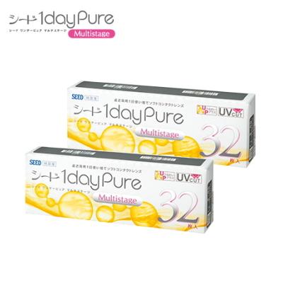 遠近両用コンタクトレンズ シード SEED ワンデーピュア マルチステージ 32枚入り 2箱 1dayPure 1日使い捨て 日本製 ポスト投函便30 | 