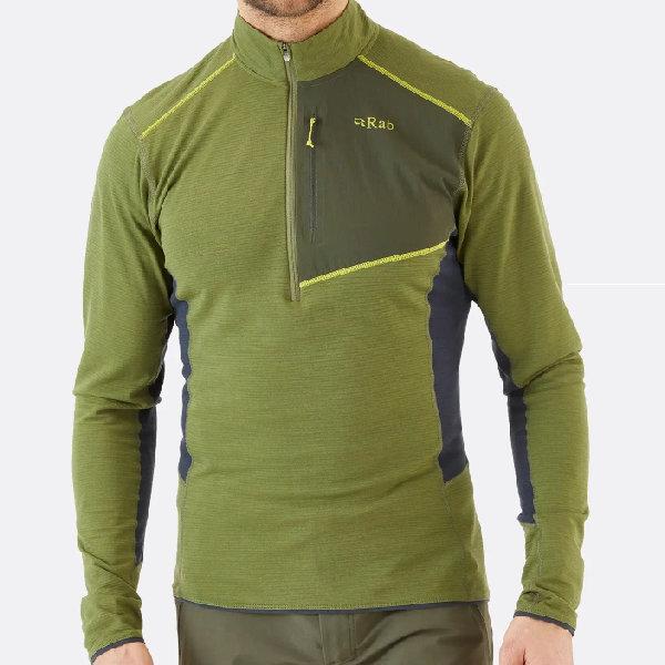Rab(ラブ） Syncrino Light Pull-On/Chlorite Green/UK M（JPN L） QFF-19  長袖Zipシャツ男性用 Tシャツ カットソー アウトドアウェア　シャツ ポロシャツ｜od-yamakei｜02