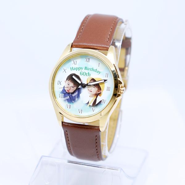 写真入り記念品腕時計 w36 ゴールド ベルトが選べる お祝い プレゼント