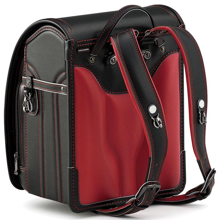 村瀬鞄行 レザーボルカ リアカラー ランドセル ブラック／レッド 鋲
