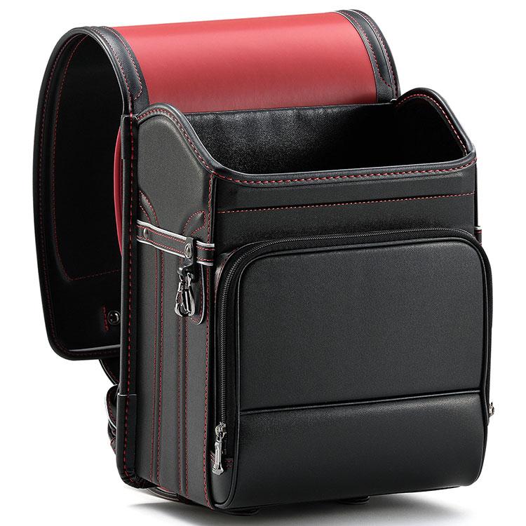 村瀬鞄行 レザーボルカ リアカラー ランドセル ブラック／レッド 鋲