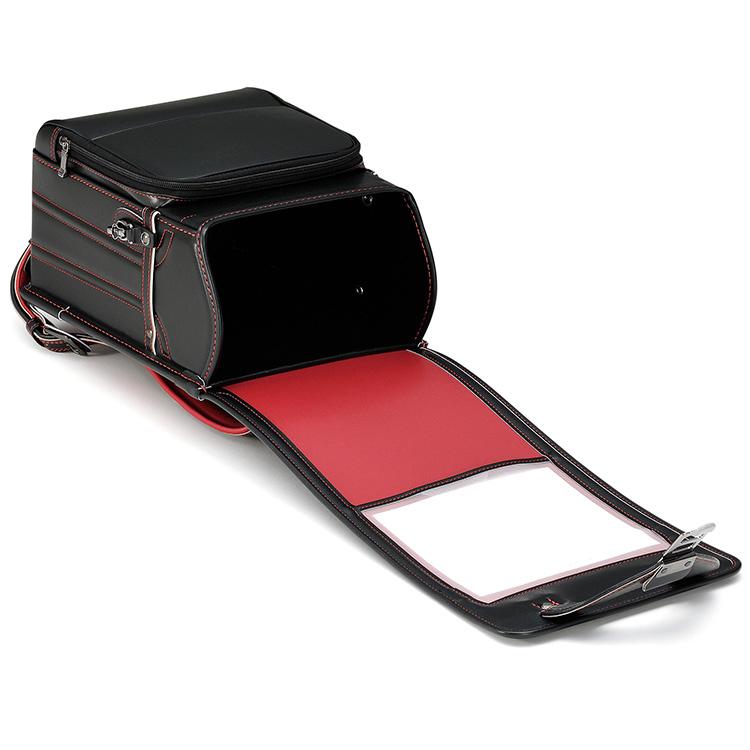 村瀬鞄行 レザーボルカ リアカラー ランドセル ブラック／レッド 鋲