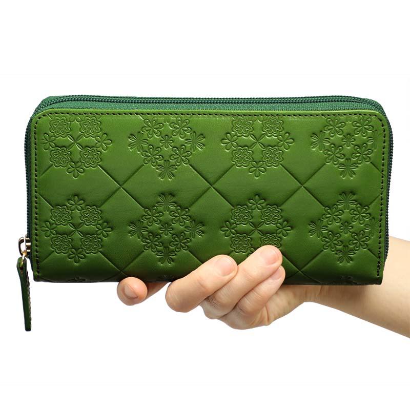 長財布 レディース 革 本革 イタリアンレザー 花柄 コインが分けられる