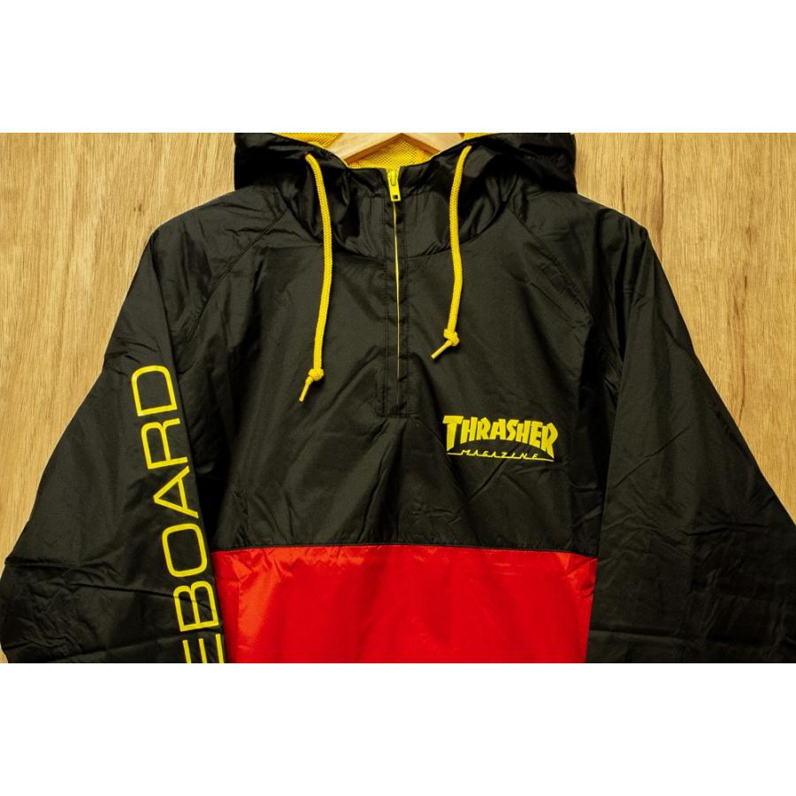 THRASHER MAG LOGO ANORAK JACKET black/red スラッシャー,マグロゴ,アノラックジャケット｜oddball-skate-snow